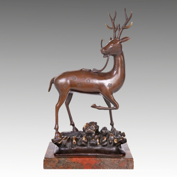 Animal Estátua Sika Deer Decoração Escultura De Bronze Tpal-468